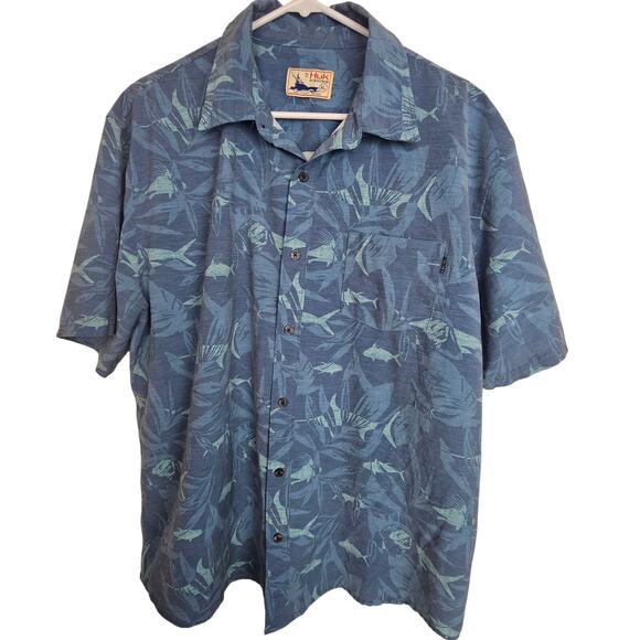 Huk Fishing Mens All Over Print Fish Shirt Outdoor Size XL Stretch Performance - Picture 1 of 8